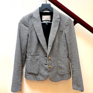 Banana Republic size 0 Houndstooth Black and White Blazer, Gold Detail LIKE NEW!